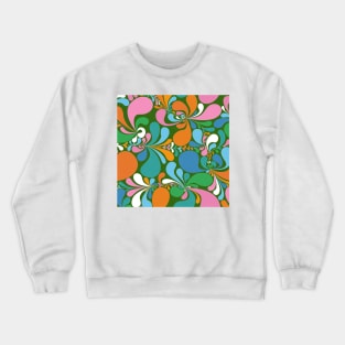 Groovy Folk Flowers, Maximalist Retro Decor / Summer of 1963 Crewneck Sweatshirt